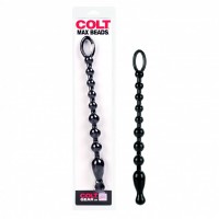 Анальная чёрная цепочка COLT Max Beads - 28 см.