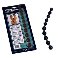 Чёрная анальная цепочка Jumbo Thai Beads - 28 см.