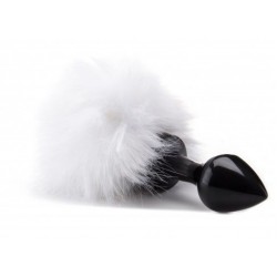 Чёрная анальная пробка Beginner Bunny Tail Buttplug с заячьим хвостиком