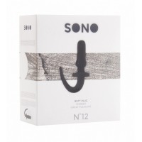 Чёрная анальная пробка SONO №12 с хвостиком-ручкой