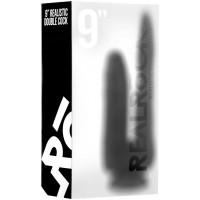 Чёрный анально-вагинальный фаллоимитатор Realistic Double Cock 9 Inch - 23 см.