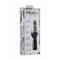 Чёрный вибратор Tarzan 2.0 с отростками для дополнительной стимуляции - 23,9 см.