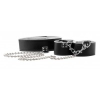 Чёрно-белый двусторонний ошейник с наручниками Reversible Collar and Wrist Cuffs