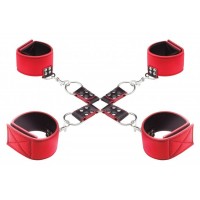 Чёрно-красный двусторонний комплект для бандажа Reversible Hogtie