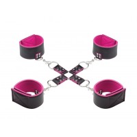 Чёрно-розовый двусторонний комплект для бандажа Reversible Hogtie