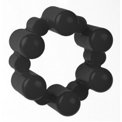 Чёрное эрекционное кольцо с вибрацией Sixshot