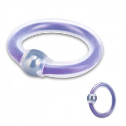 Эрекционное бело-фиолетовое кольцо на пенис с шариком