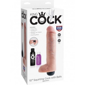 Фаллоимитатор King Cock 10 Squirting Cock с эффектом эякуляции - 25,4 см.