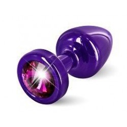 Фиолетовая пробка ANNI round Purple T1 Fuschia с малиновым кристаллом - 6 см.
