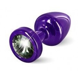 Фиолетовая пробка с черным кристаллом ANNI round Purple T1 Black Diamond - 6 см.