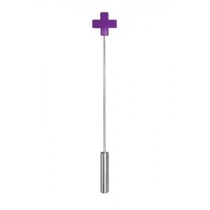 Фиолетовая шлёпалка Leather Cross Tiped Crop с наконечником-крестом - 56 см.
