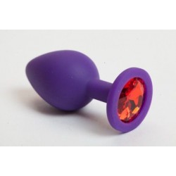 Фиолетовая силиконовая пробка с алым стразом - 8,2 см.