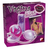 Фиолетовая вагинальная помпа с виброязычком