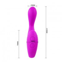 Фиолетовый вагинально-клиторальный вибромассажер с пультом ДУ - 13,5 см.