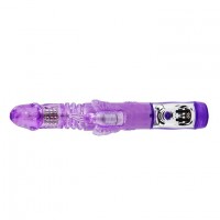 Фиолетовый вибратор с клиторальной бабочкой, ротацией и движением Up/Down - 24 см.