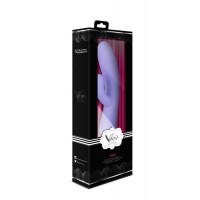Фиолетовый вибратор с клиторальной стимуляцией Cecilia - 18,7 см.