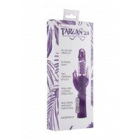 Фиолетовый вибратор Tarzan 2.0 с отростками для дополнительной стимуляции - 23,9 см.