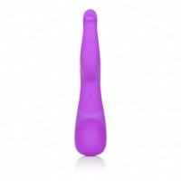 Фиолетовый вибромассажер Impress Dual Kiss со стимуляцией клитора - 15 см.