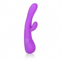 Фиолетовый вибромассажер Impress Tongue со стимуляцией клитора - 18 см.