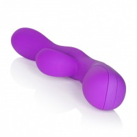 Фиолетовый вибромассажер Impress Tongue со стимуляцией клитора - 18 см.