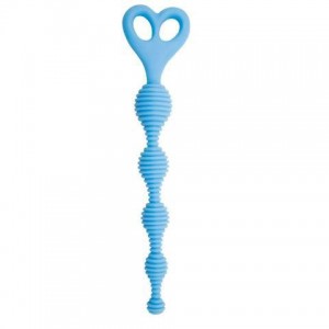 Голубая анальная цепочка с рёбрышками Climax Anal Silicone Stripes - 20,3 см.