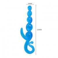 Голубой анальный стимулятор-цепочка - 22 см.