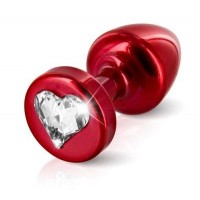Красная анальная пробка с кристаллом-сердцем Anni R Heart Red T1 - 6 см.