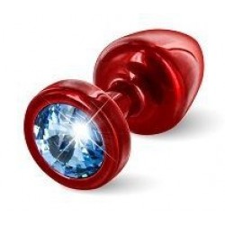 Красная пробка с голубым кристаллом ANNI round Red T1 Blue - 6 см.