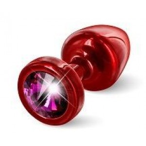 Красная пробка с малиновым кристаллом ANNI round Red T1 Fuschia - 6 см.