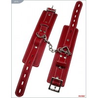 Красные кожаные наручники с фиксацией