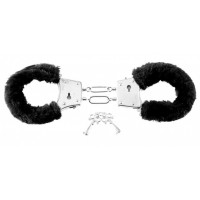 Меховые чёрные наручники Beginner s Furry Cuffs