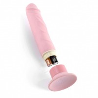 Нежно-розовый страпон с вибрацией Tru-Fit Vibrating Strap-On - 16 см.